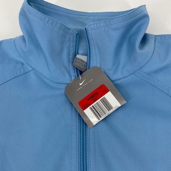 New Nike Play Up Lightweight Windbreaker Jacket Full Zip Pockets Blue White Larg - Picture 2 of 15